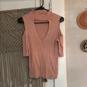 Sleeveless Mock Neck Cutout Top - Blush Pink- Express